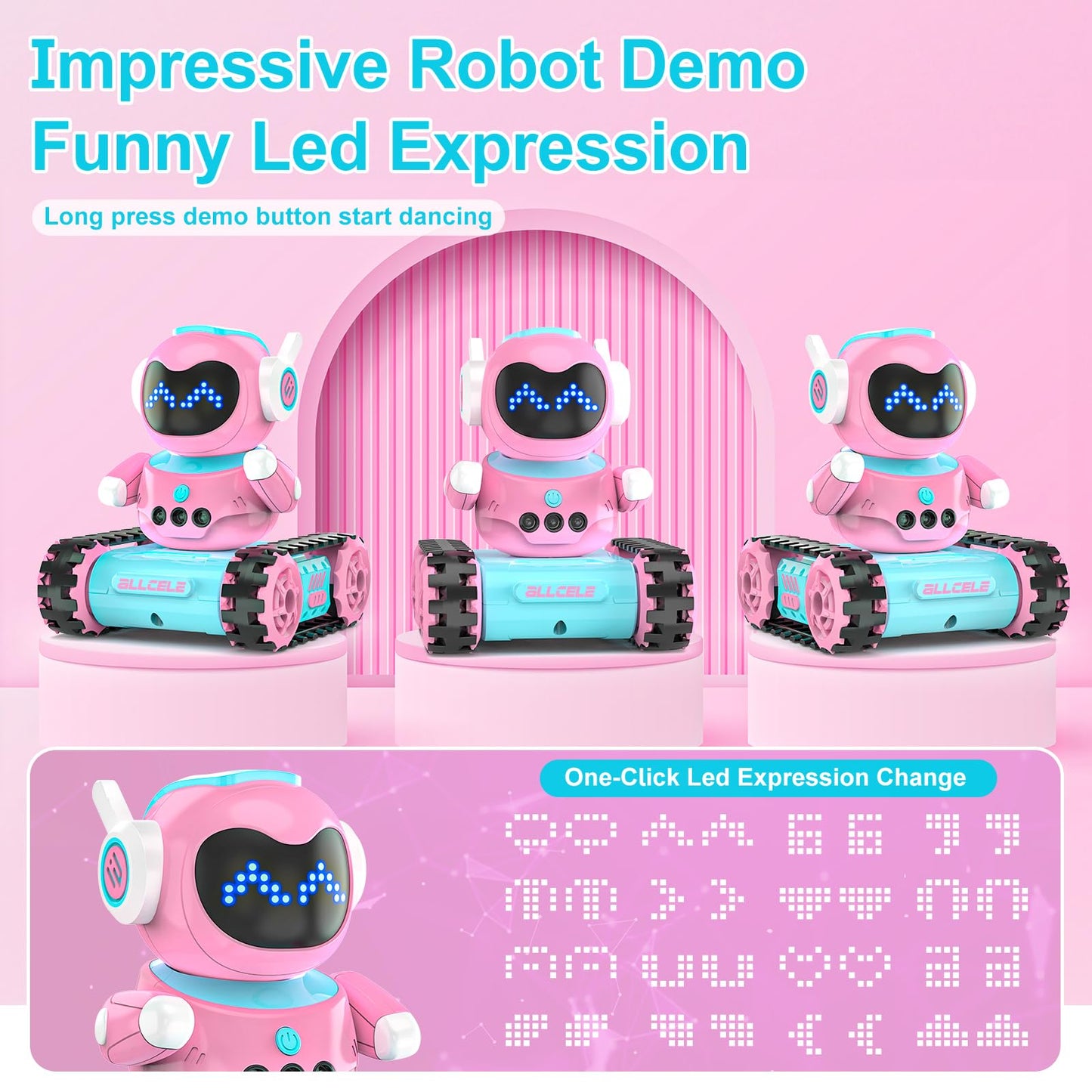 ALLCELE Robot Toys, Rechargeable Kids RC Robots for Girls & Boys