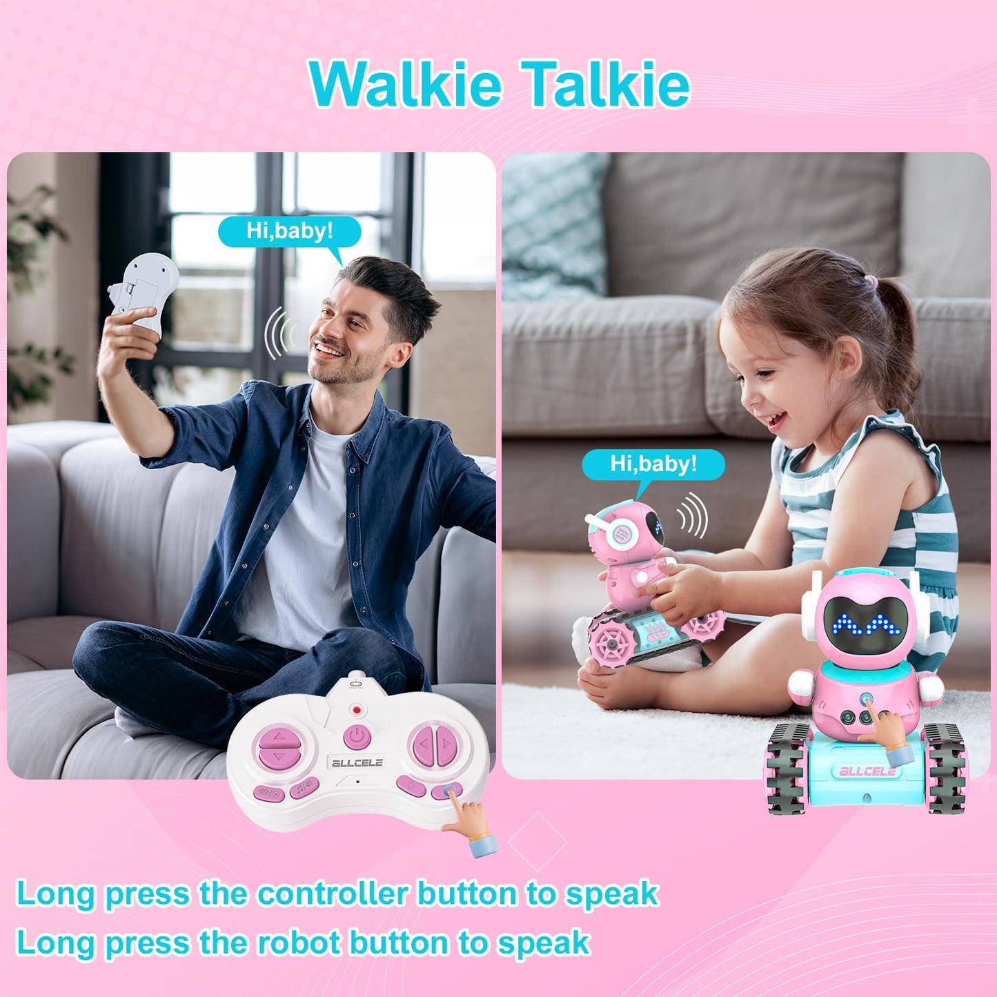 ALLCELE Robot Toys, Rechargeable Kids RC Robots for Girls & Boys