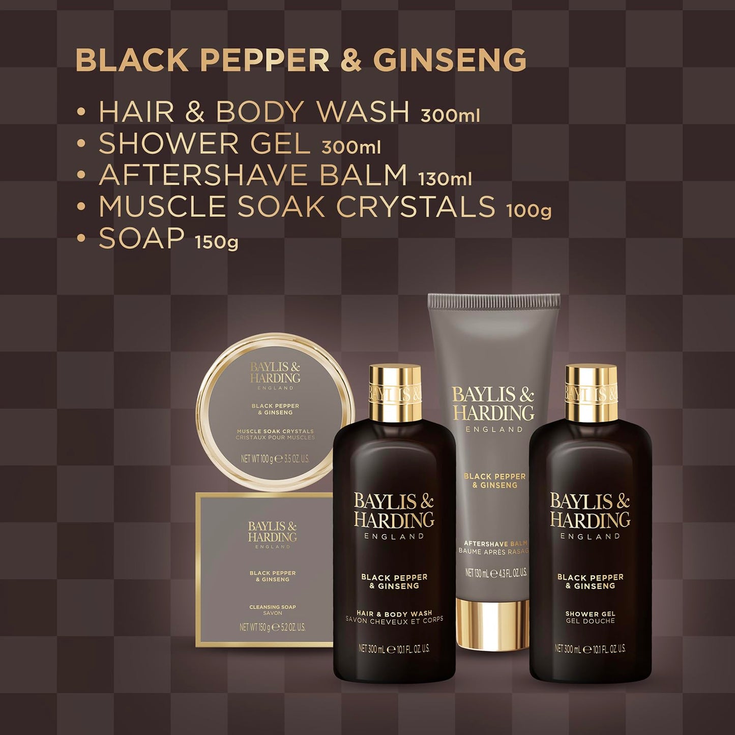 Baylis & Harding Black Pepper & Ginseng Men's Luxury Wash  Gift Set - Vegan Friendly (Pack of 1)