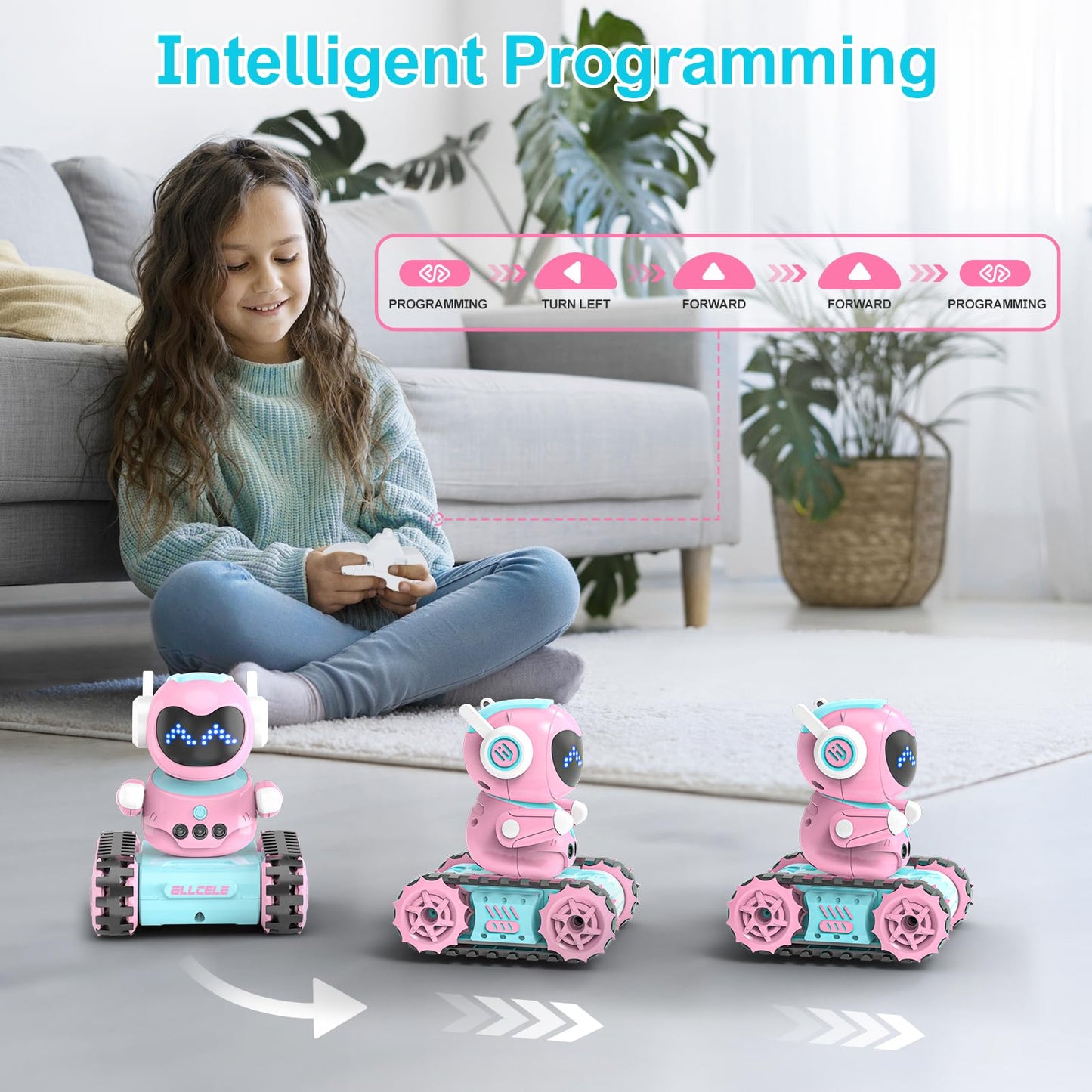 ALLCELE Robot Toys, Rechargeable Kids RC Robots for Girls & Boys