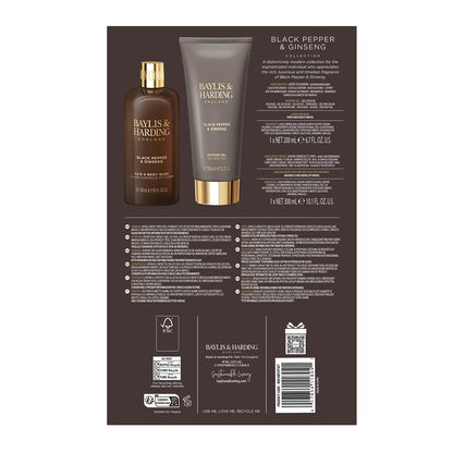 Baylis & Harding Black Pepper & Ginseng Men's Luxury Wash  Gift Set - Vegan Friendly (Pack of 1)