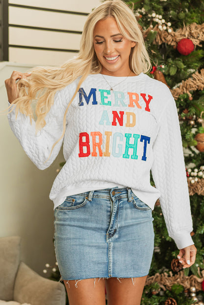 Blackish Green Merry And Bright Cable Knit Pullover Sweatshirt