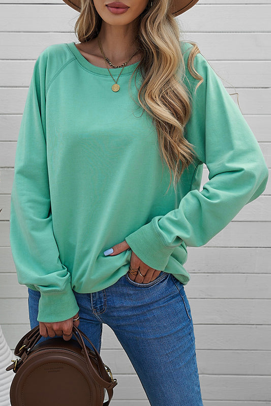 Sweat-shirt vert en mélange de coton French Terry