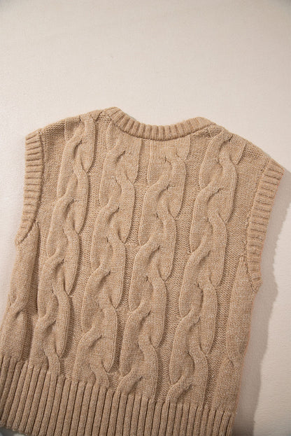 Pull en maille torsadée à mancherons beige français clair