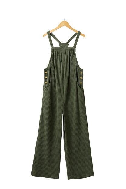 Real Teal Solid Pocketed Loose Fit Corduroy Overall