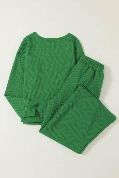 Tenue 2 pièces ample texturée vert foncé