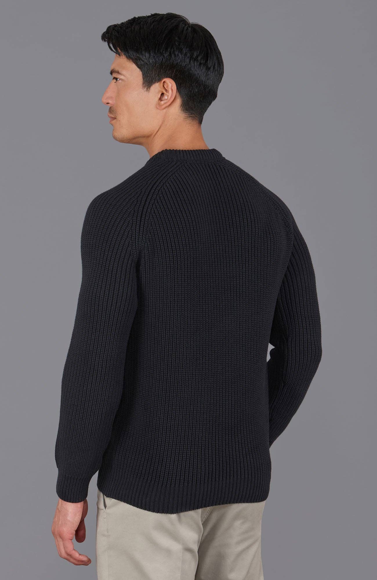 Mens Cotton Fisherman Rib Knit Jumper