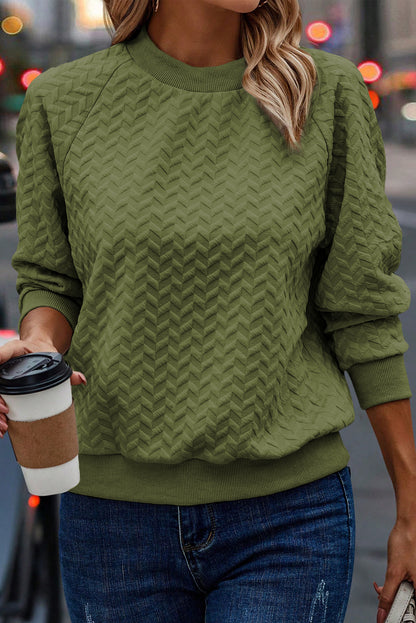 Sweat-shirt à manches raglan texturé uni marron