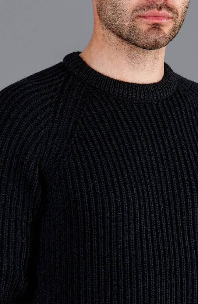 Mens 100% British Wool Heavyweight Ribbed Jumper