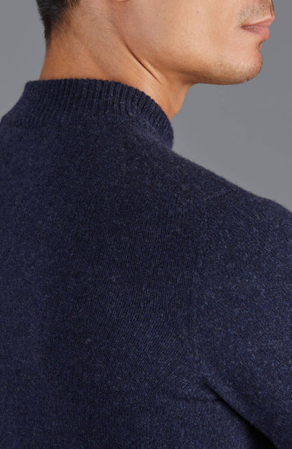 Mens Lambswool Narrow Mock Turtle Neck Jumper