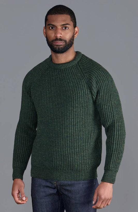 Mens 100% British Wool Heavyweight Ribbed Jumper