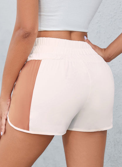 Apricot Color Block Split High Waist Shorts