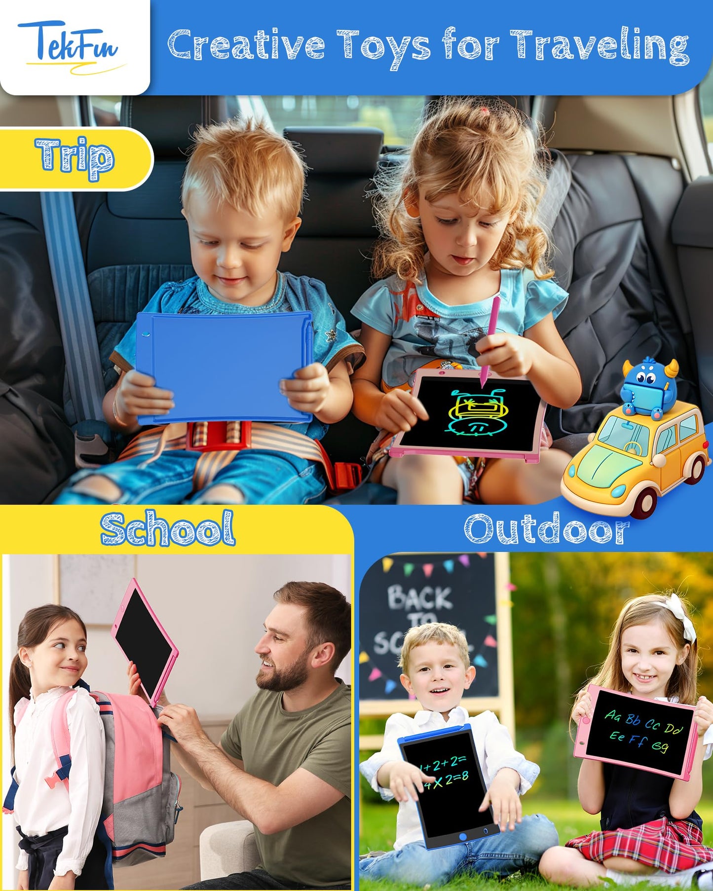 TEKFUN 2 Pack LCD Writing Tablet, Colorful Drawing Tablet for Kids