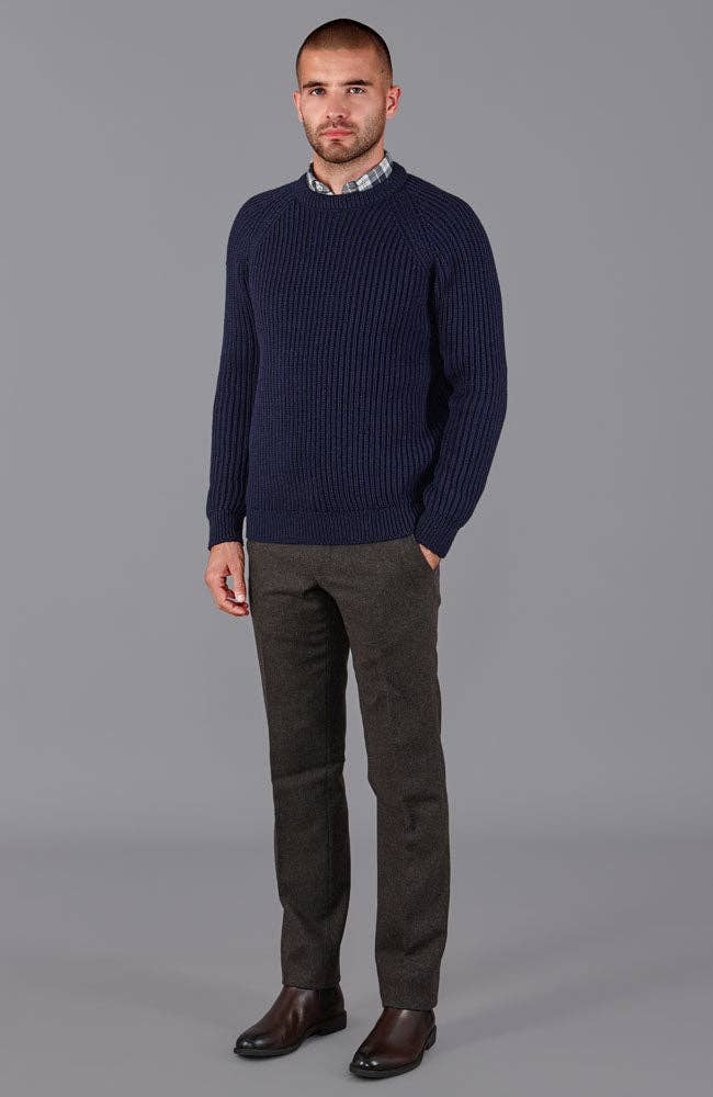 Mens 100% British Wool Heavyweight Ribbed Jumper