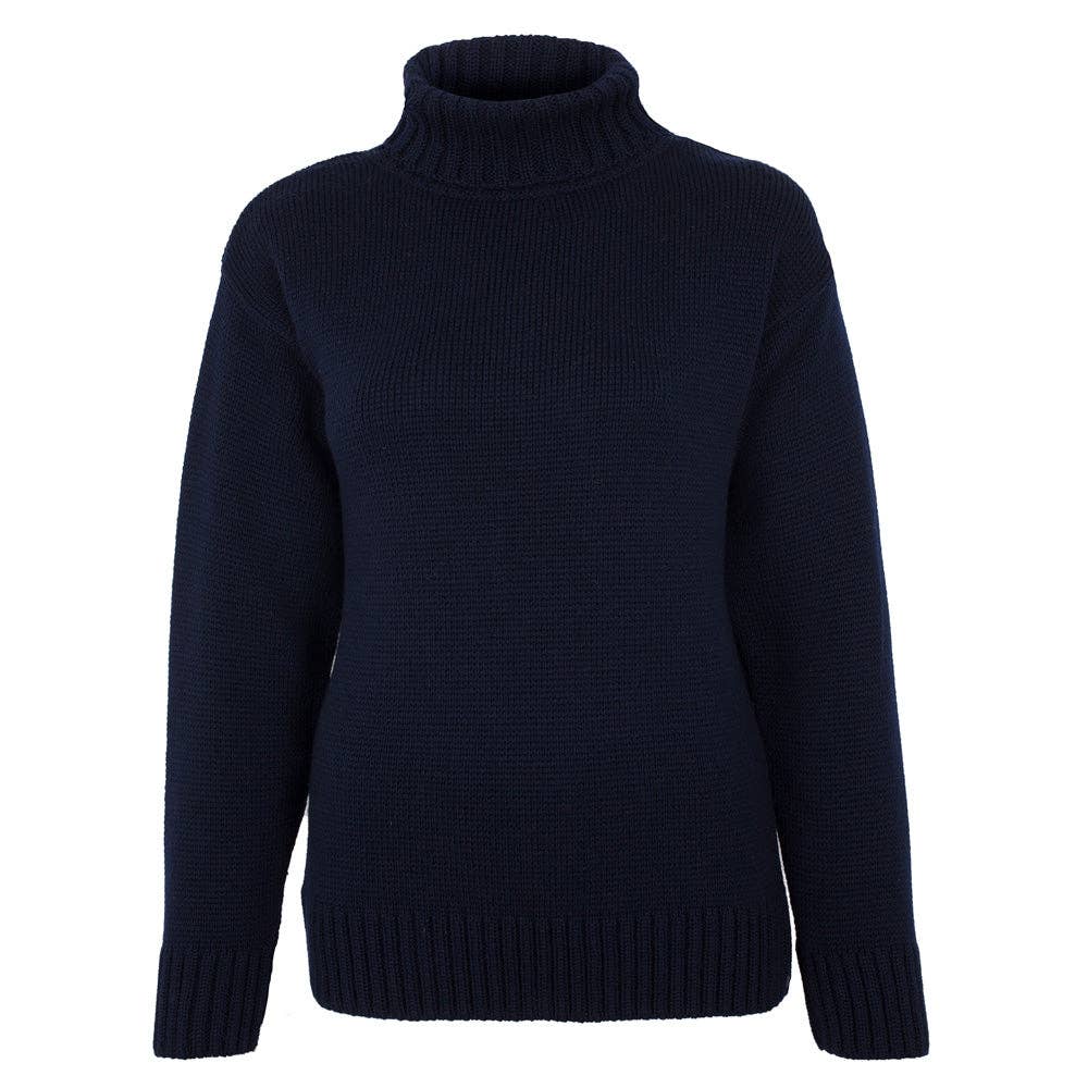 Womens 100% Chunky Merino Wool Submariner Roll Neck Jumper