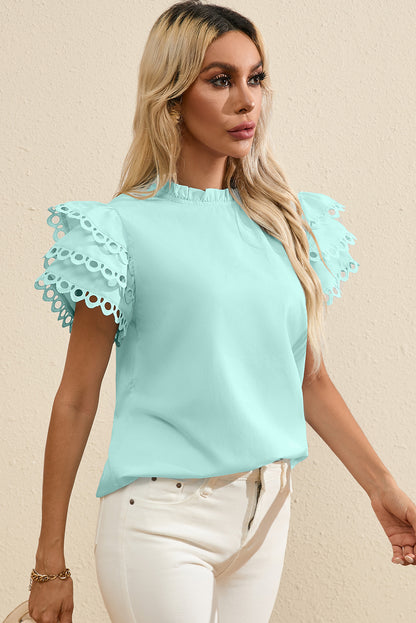 Blusa Beau Blue em camadas Ric Rac com manga e gola cheia