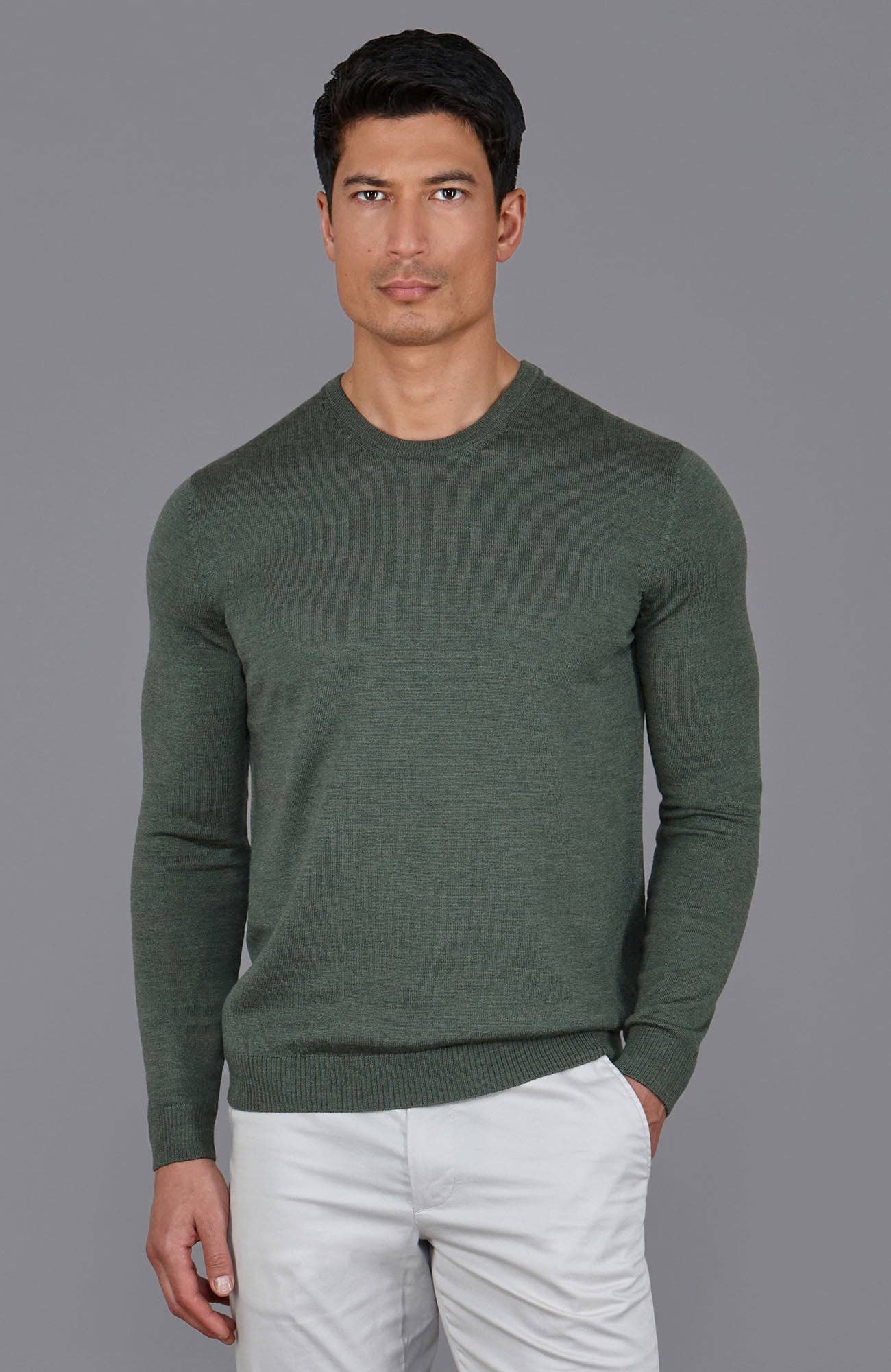 Mens Extra Fine Merino Wool Crew Neck Jumper