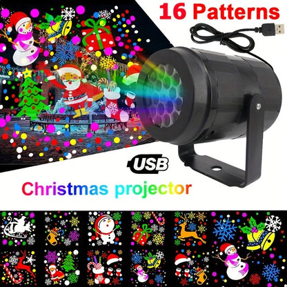 Snowflake Christmas Laser Projector Light,16 patterns Waterproof Rotating Christmas LED