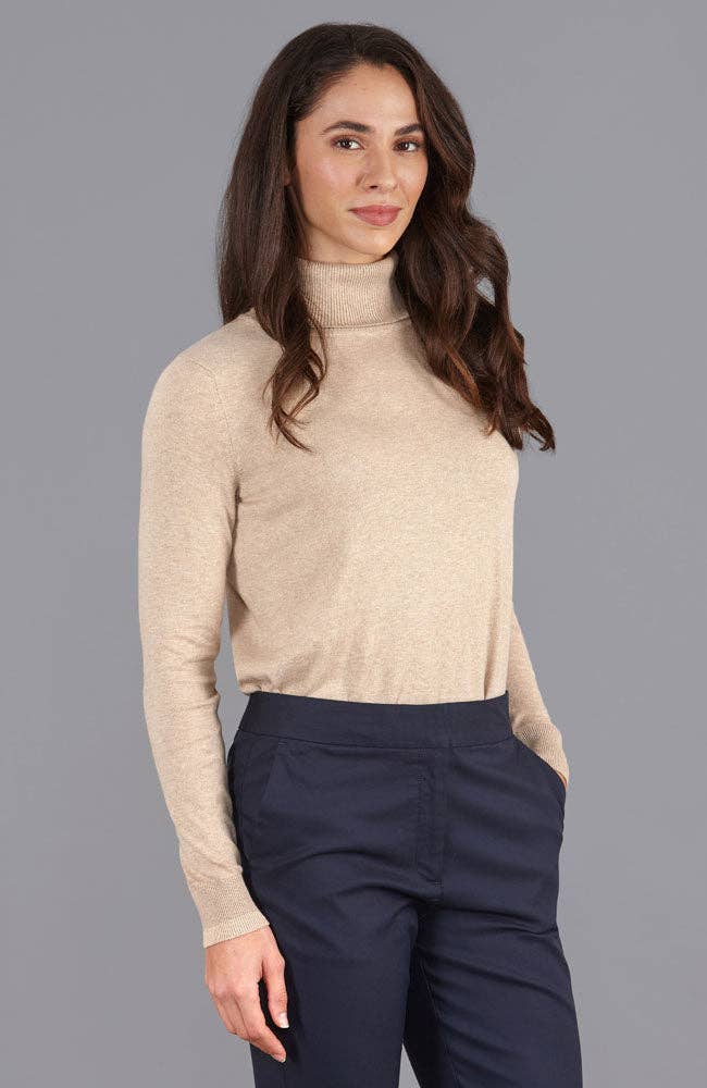 Womens Ultra-Fine Cotton Roll Neck Long Sleeve Jumper