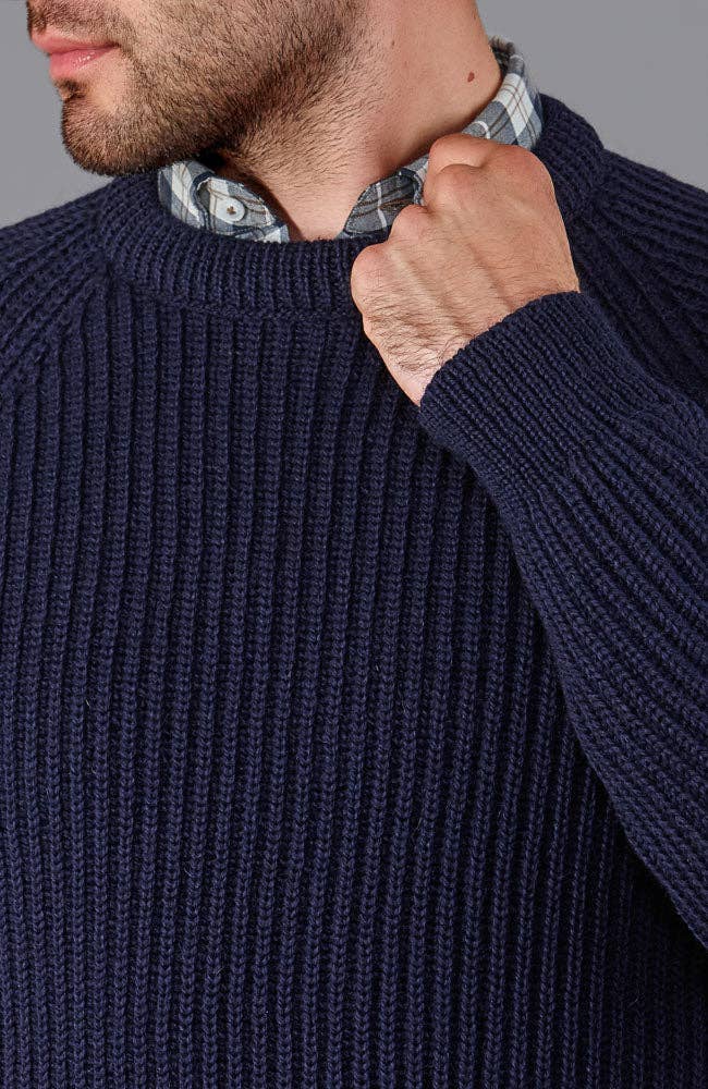 Mens 100% British Wool Heavyweight Ribbed Jumper