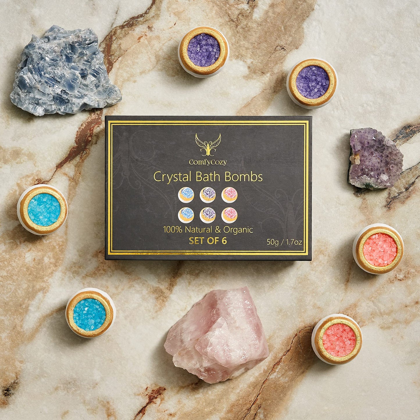 ComfyCozy Crystal Bath Bombs Luxury Gift Set