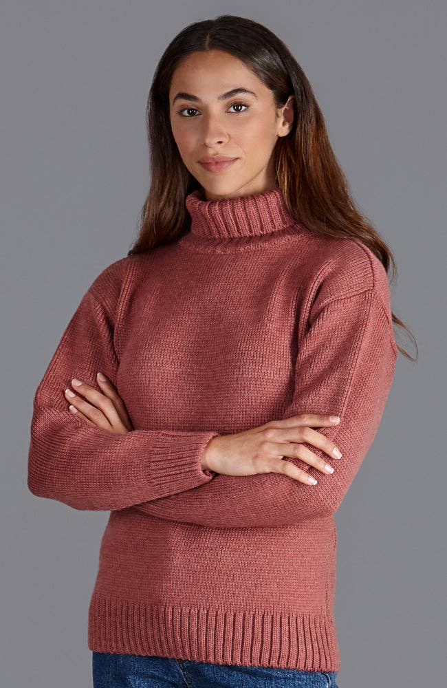 Womens 100% Chunky Merino Wool Submariner Roll Neck Jumper