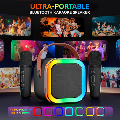 Ankuka Karaoke Machine for Kids Adults, Mini Portable Bluetooth Speaker with 2 Wireless Microphone