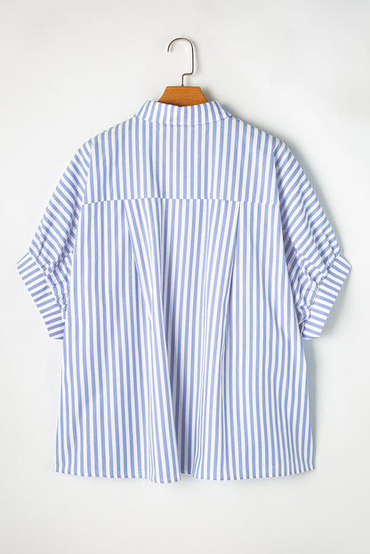 Green Stripe Dolman Sleeve Oversize Shirt