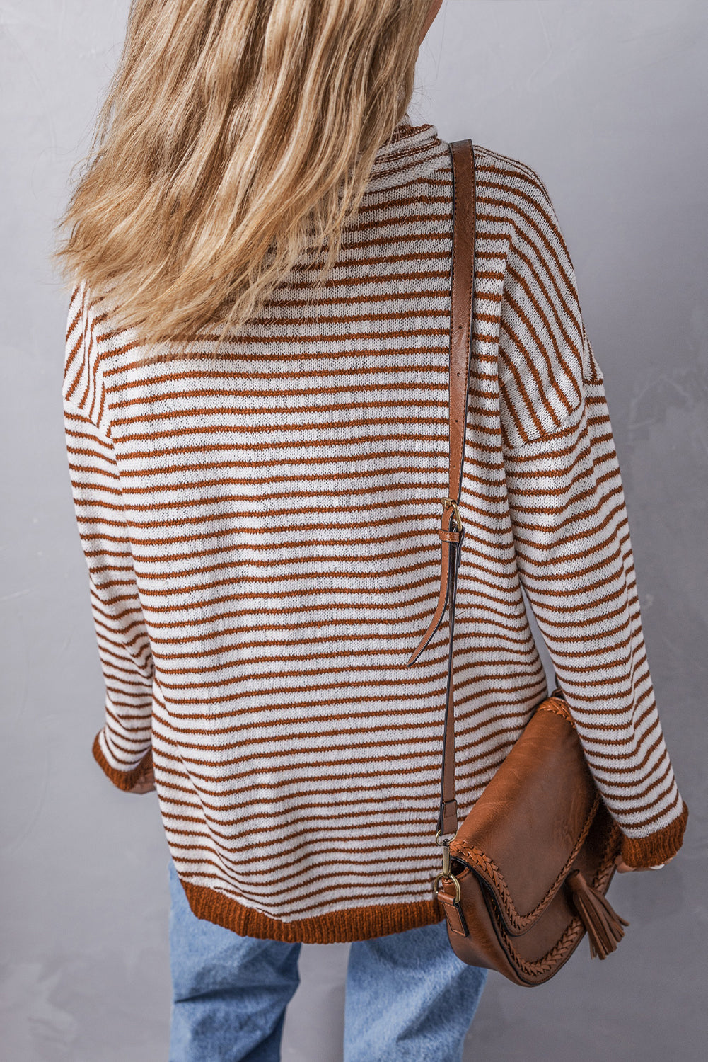 Black Striped Turtleneck Loose Sweater