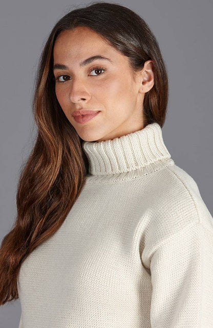 Womens 100% Chunky Merino Wool Submariner Roll Neck Jumper