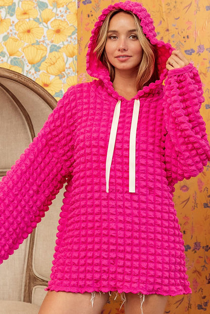 Sweat à capuche gaufré texturé Rose Bubble