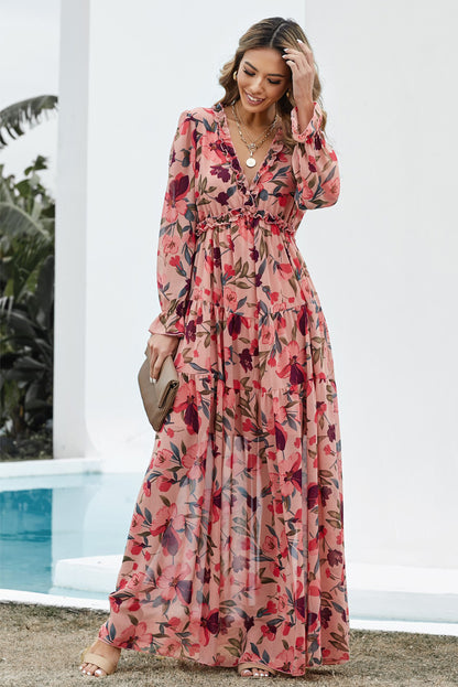 Vestido maxi em camadas com babados Wild Lotus