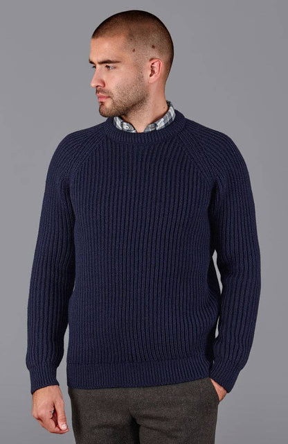 Mens 100% British Wool Heavyweight Ribbed Jumper