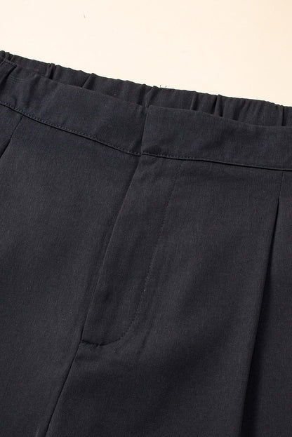 Pantalon large élégant plissé noir