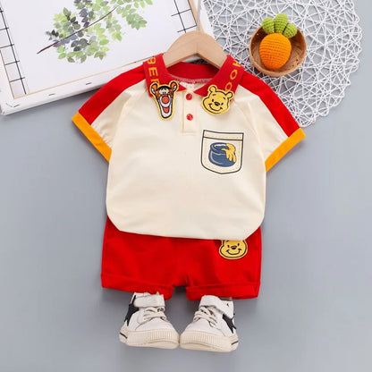 Short Sleeve Polo Cartoon Winnie The Pooh Set