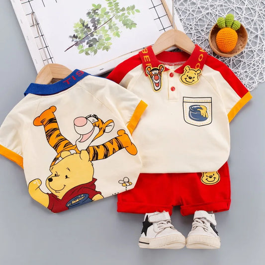 Conjunto Polo Manga Curta Cartoon Winnie The Pooh 