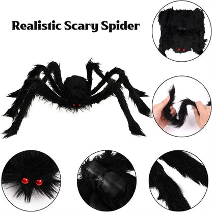 Halloween Black Scary Giant Spider Huge Spider Web Halloween Decor