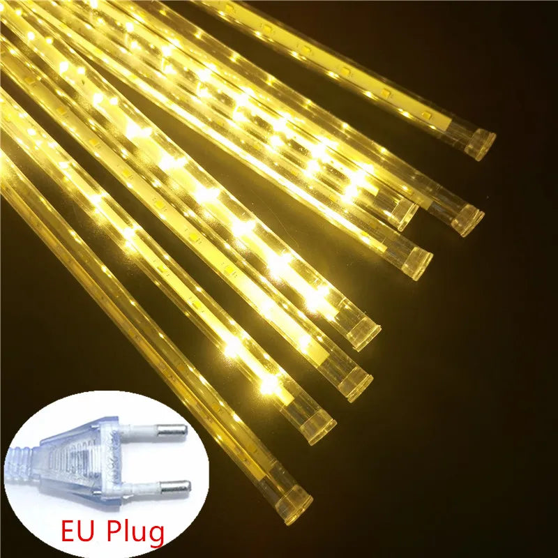 LED Meteor Shower Rain Lights Waterproof Falling Raindrop Fairy String Light for Christmas Holiday Party Patio Decor 30CM