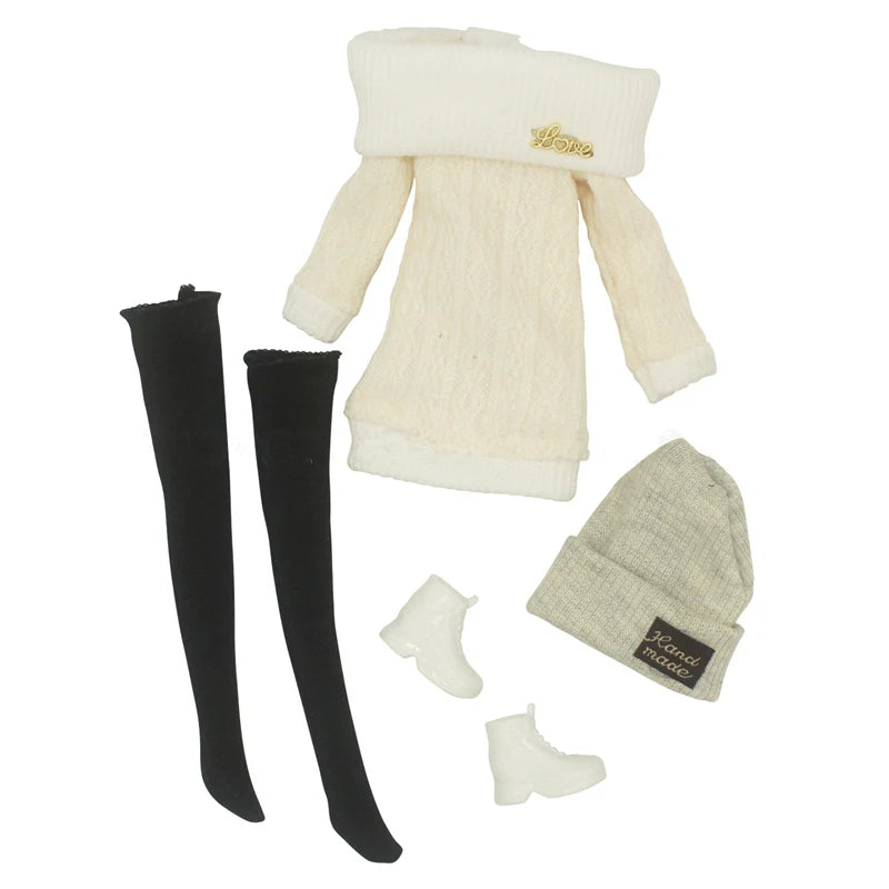 30cm Doll Full Set 1/6 Female Doll with Clothes and Hat Sweater Girls Dress Up