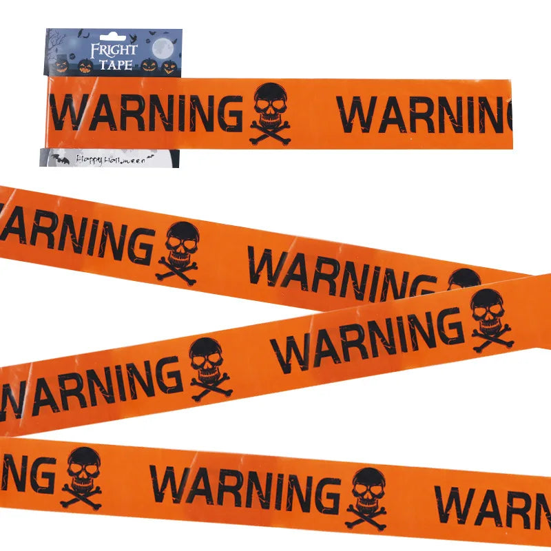 Halloween Props Window Prop Warning line Plastic Skull Head Warning Tape Signs