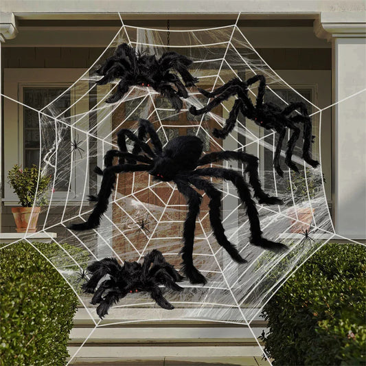 Halloween Black Scary Giant Spider Huge Spider Web Halloween Decor