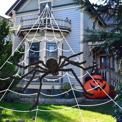 Halloween Black Scary Giant Spider Huge Spider Web Halloween Decor