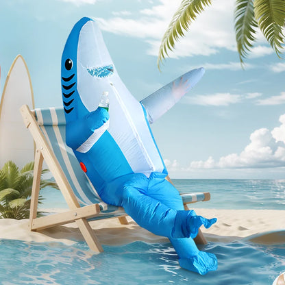 Cute Unique Standing Shark Design Inflatable Suit, Halloween Inflatable Costume