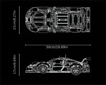 Technical 1580PCS Electric Remote Control with Lights Car 911Rsr Compatible with 42096 Building Blocks