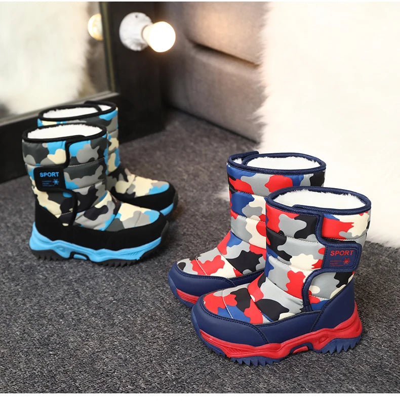 Winter Children Shoes Plush Waterproof Fabric Non-Slip