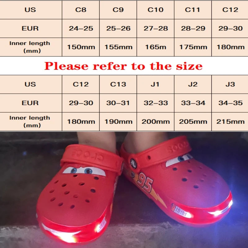 Disney Lightning Mcqueen Pixar flashing light Crocs