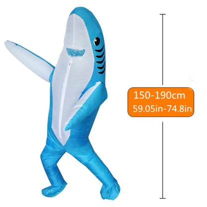 Cute Unique Standing Shark Design Inflatable Suit, Halloween Inflatable Costume