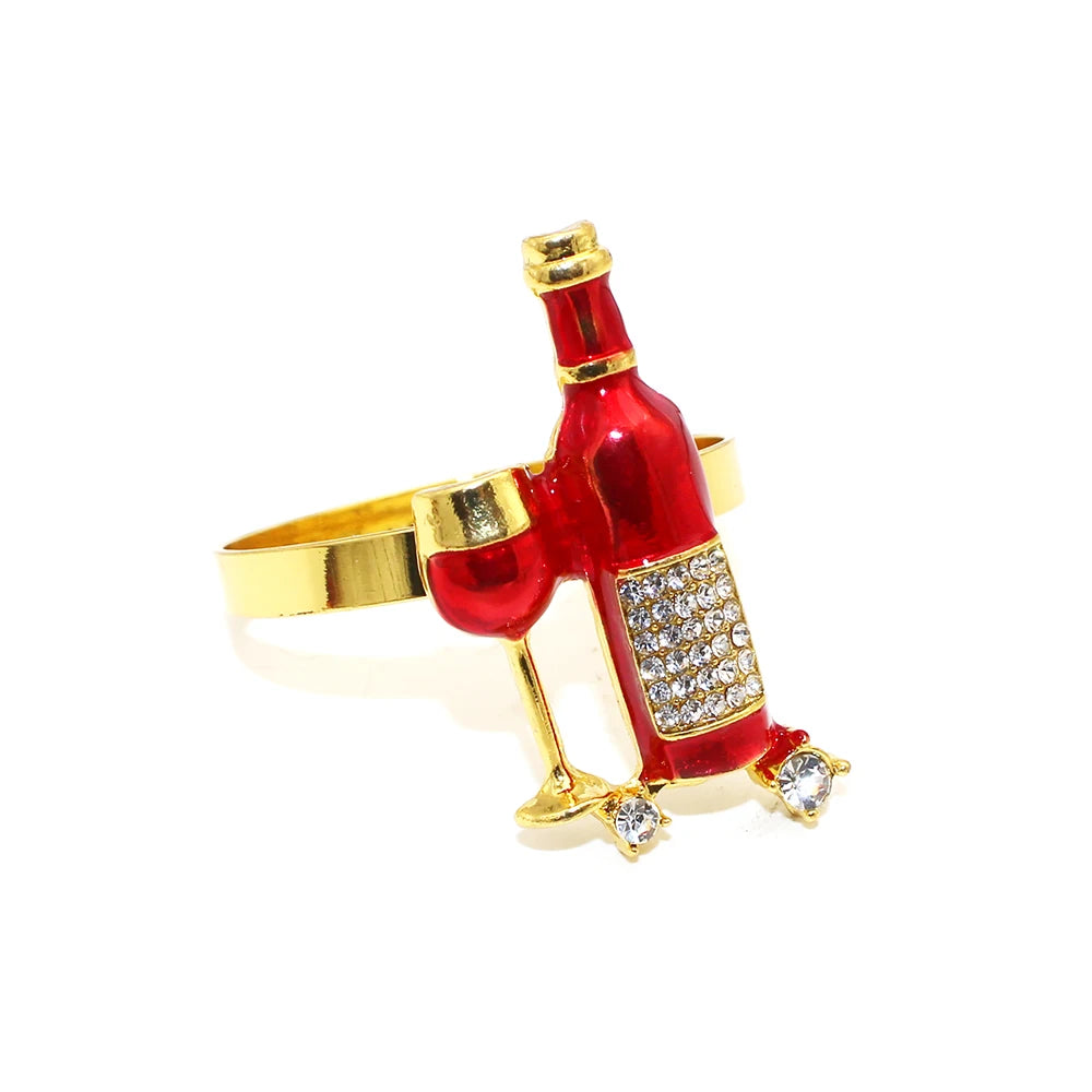 6Pcs  Napkin Rings Red Wine Bottle Napkin Rings Holder