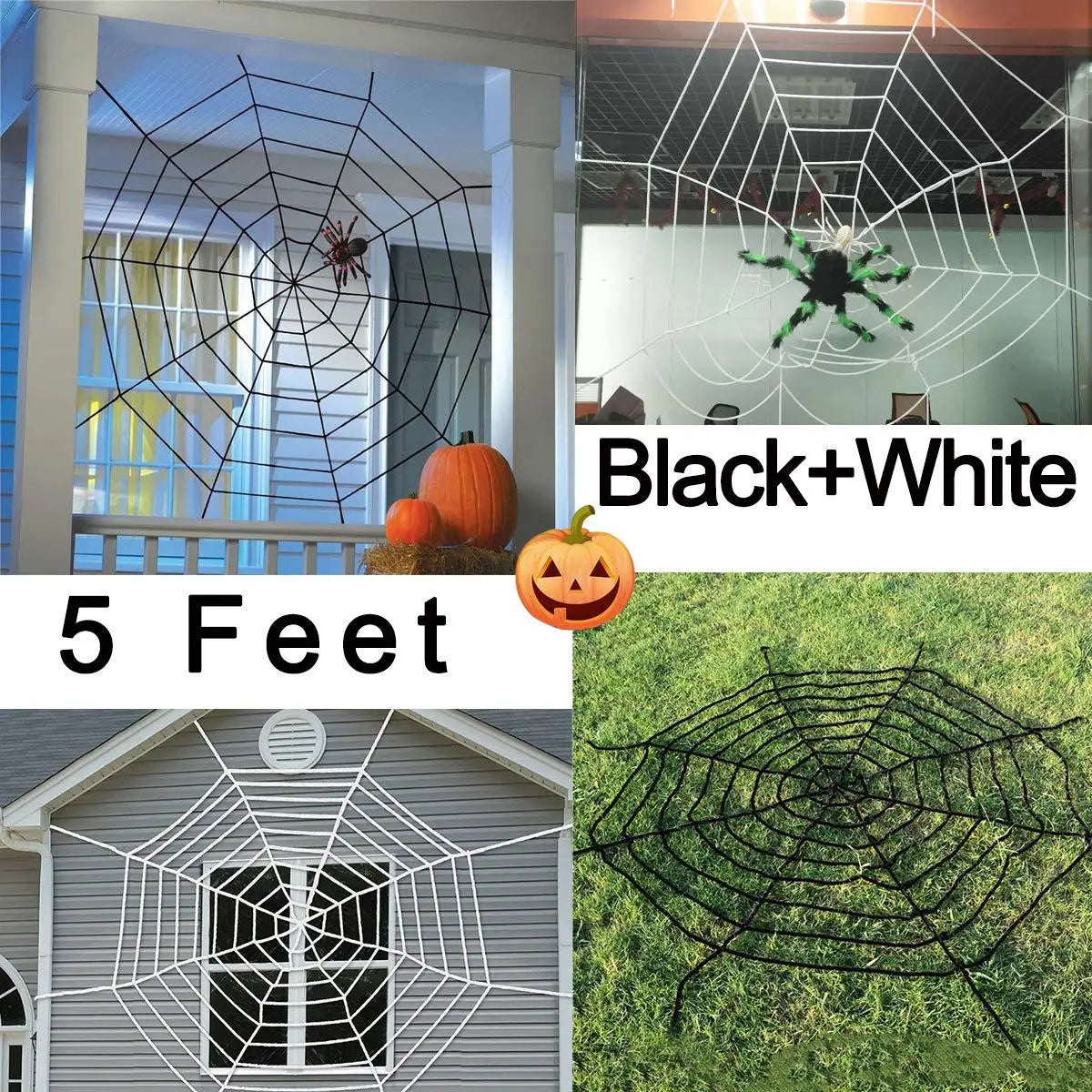 Halloween Black Scary Giant Spider Huge Spider Web Halloween Decor