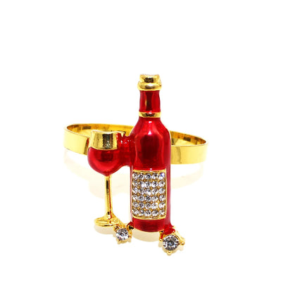 6Pcs  Napkin Rings Red Wine Bottle Napkin Rings Holder